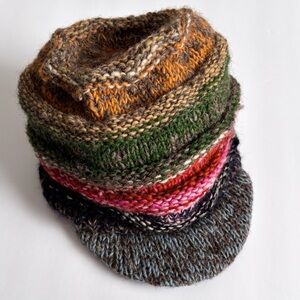 AGAN TRADERS Mismatched Knitted Wool Ribbed Slouchy Oversized Beanie Hat